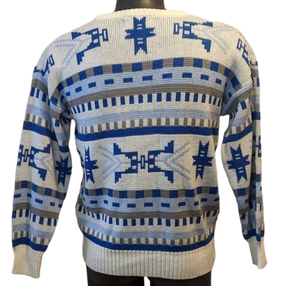 VINTAGE blue grampa style knit sweater No size - Picture 4 of 5